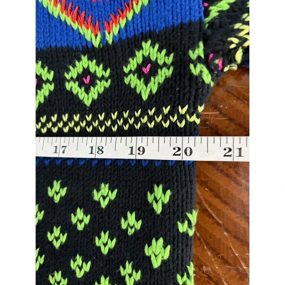 VTG Lauren Ralph Lauren Neon Fair Isle Geometric Sweater Sz M Chunky Fisherman